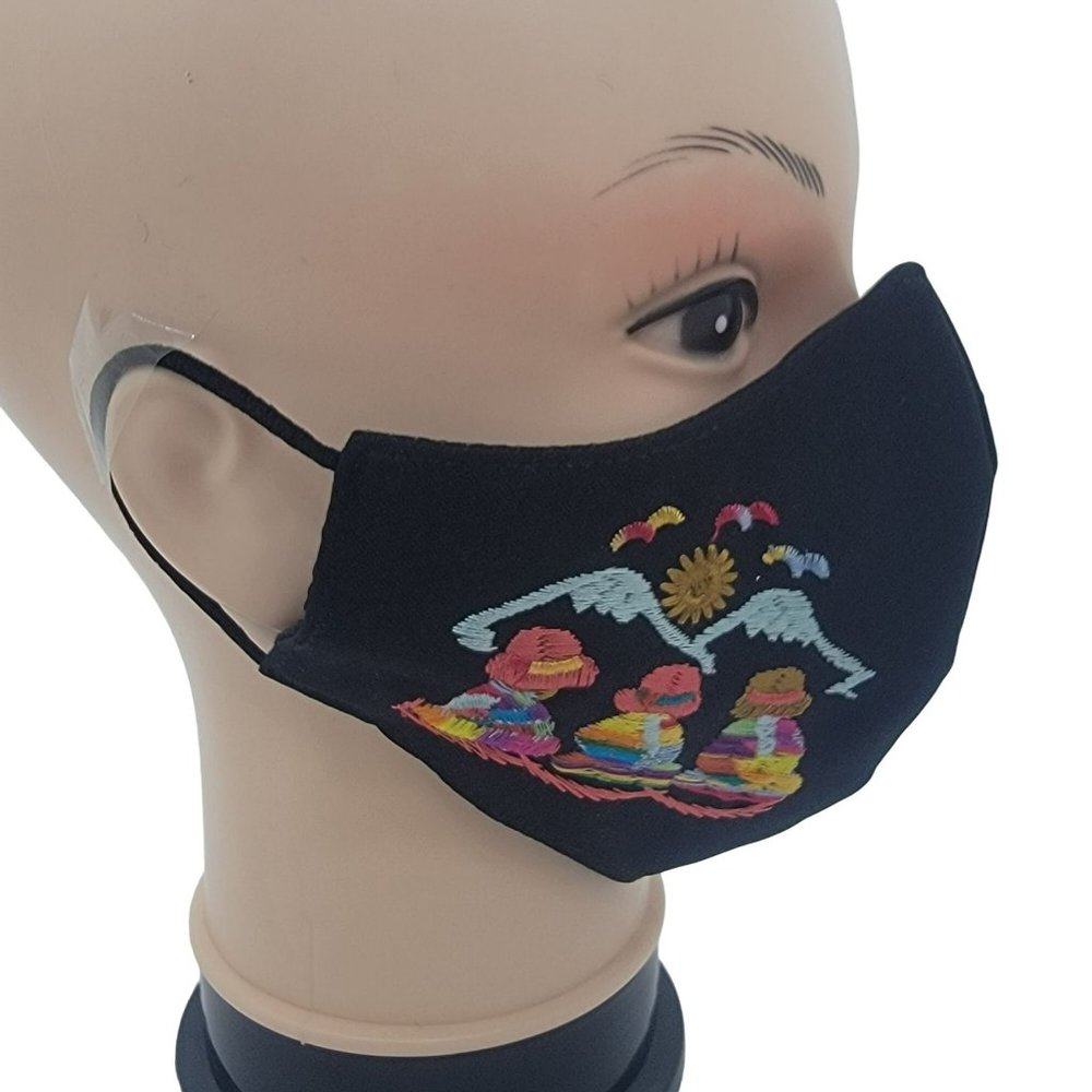 New Face cover ear loop black Mask Women's Embroidered handmade women mountains
